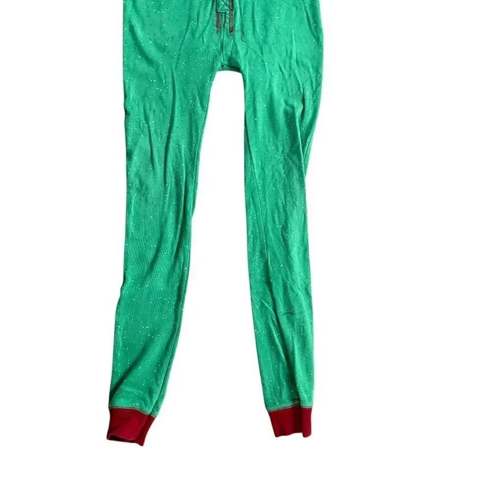 Lazy One Pajama One Piece Size 8 Kids Green Red Trap Door Union Suit
